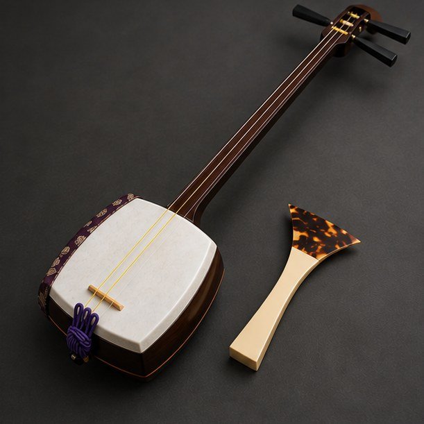 三味線（棹・胴・撥）のイメージ